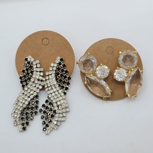 2 pair crystal earrings,  pierced as shown - Picture 6 of 8